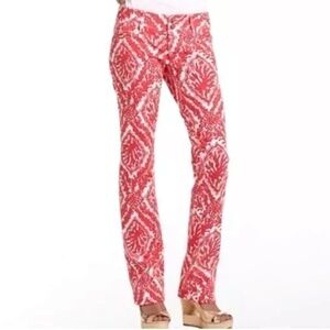 Lilly Pulitzer Worth Straight Jean Island Coral Reef Print Coral/White Size 0